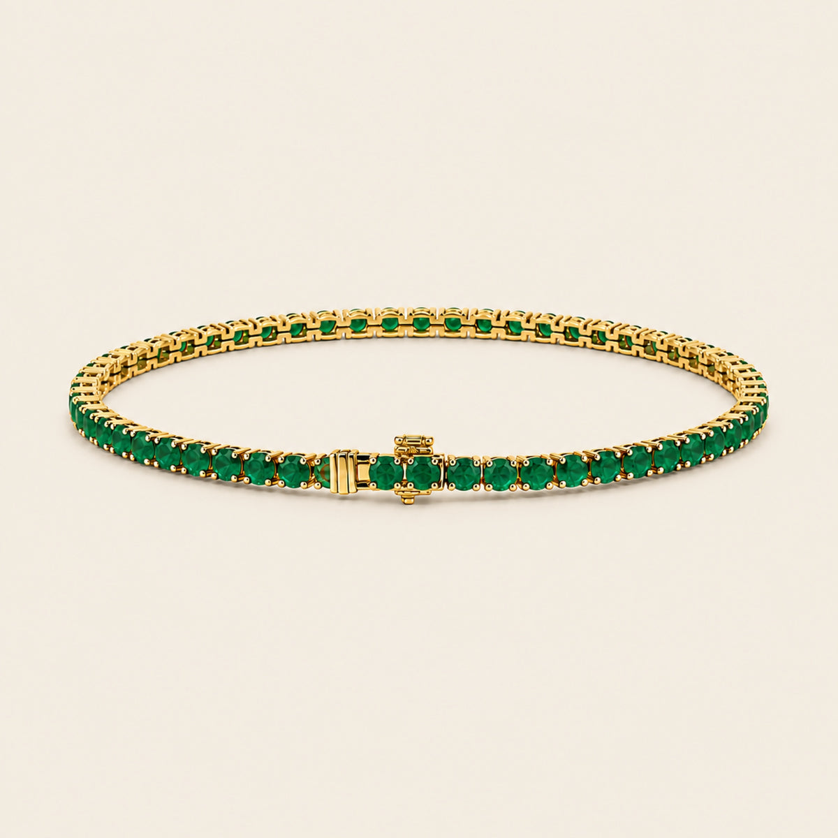 Pulsera Tenis de Oro Amarillo 14k con Esmeraldas Naturales