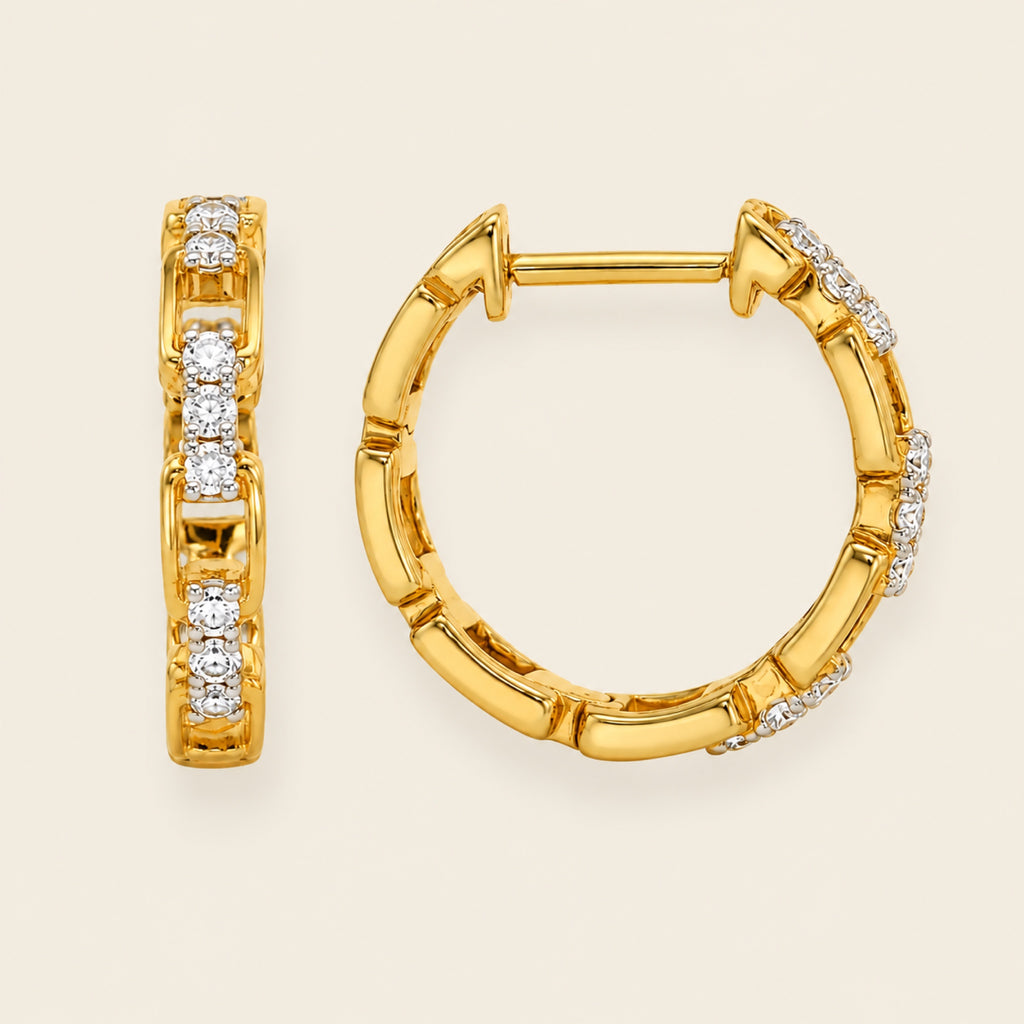 Carmen – Huggies de Oro Amarillo 14k con Diamante