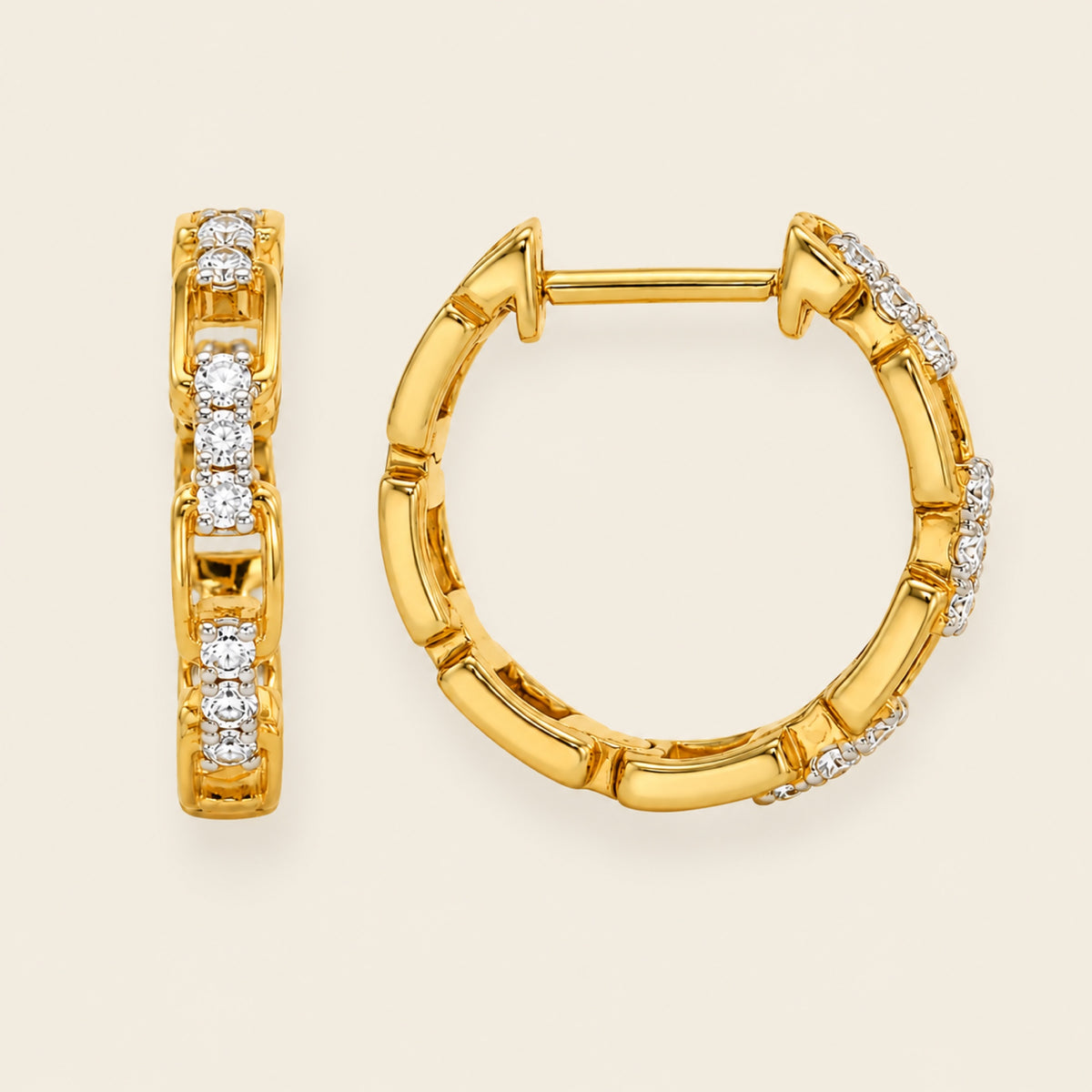 Carmen – Huggies de Oro Amarillo 14k con Diamante