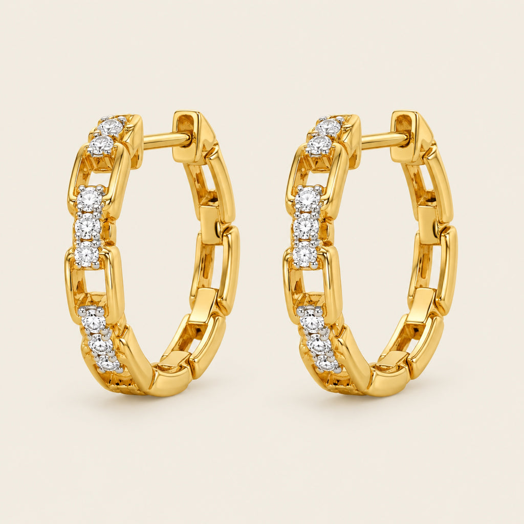 Carmen – Huggies de Oro Amarillo 14k con Diamante