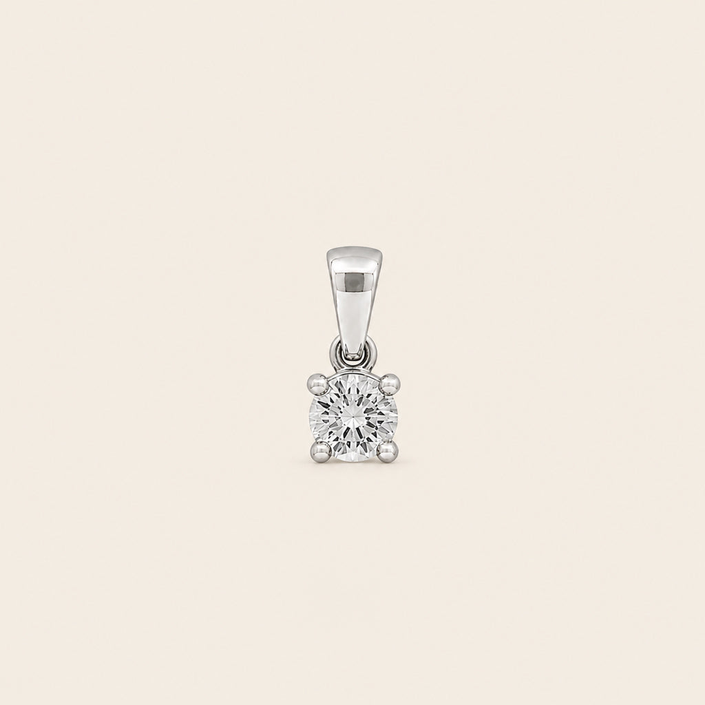 Dije de Oro Blanco 14k con Diamante Solitario