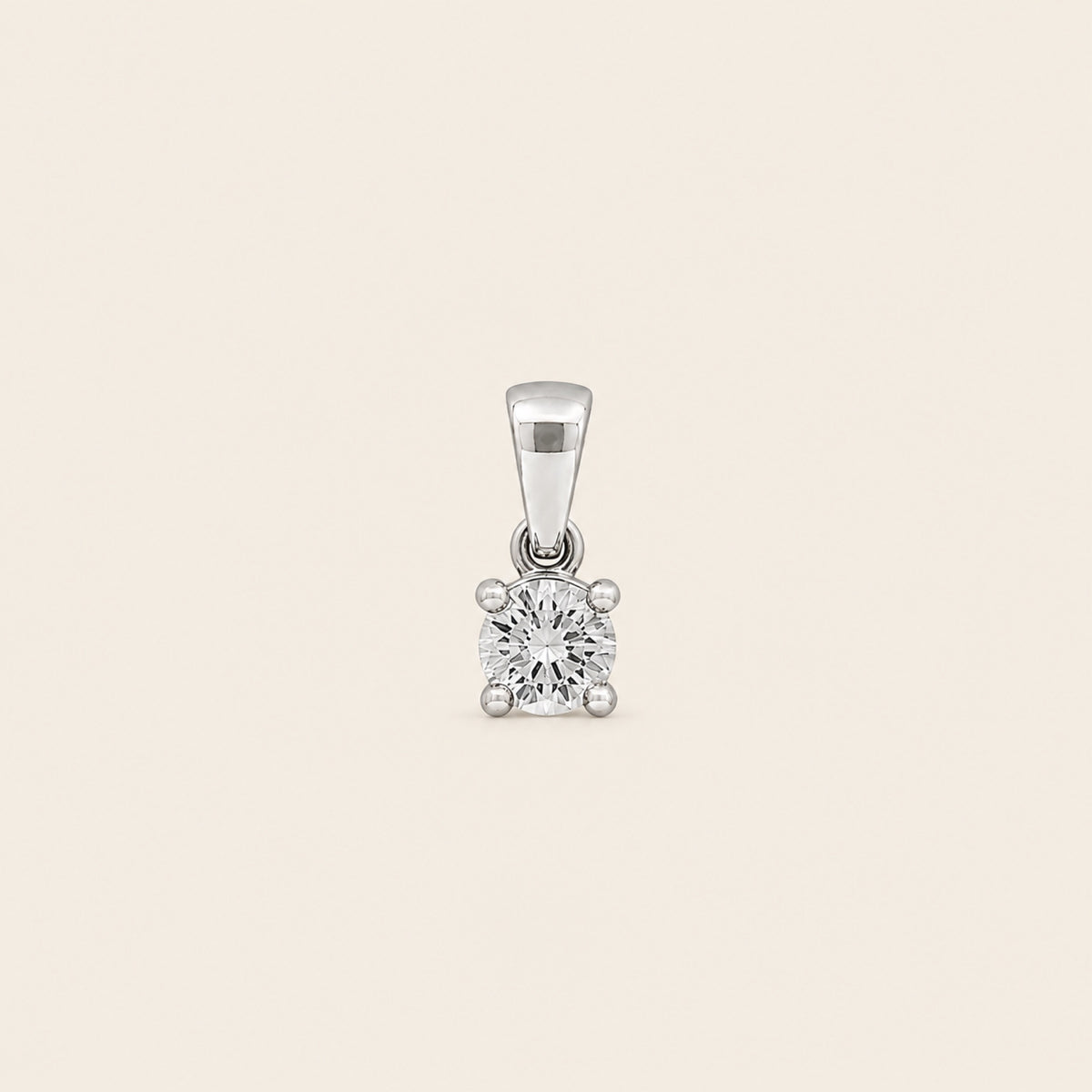 Dije de Oro Blanco 14k con Diamante Solitario