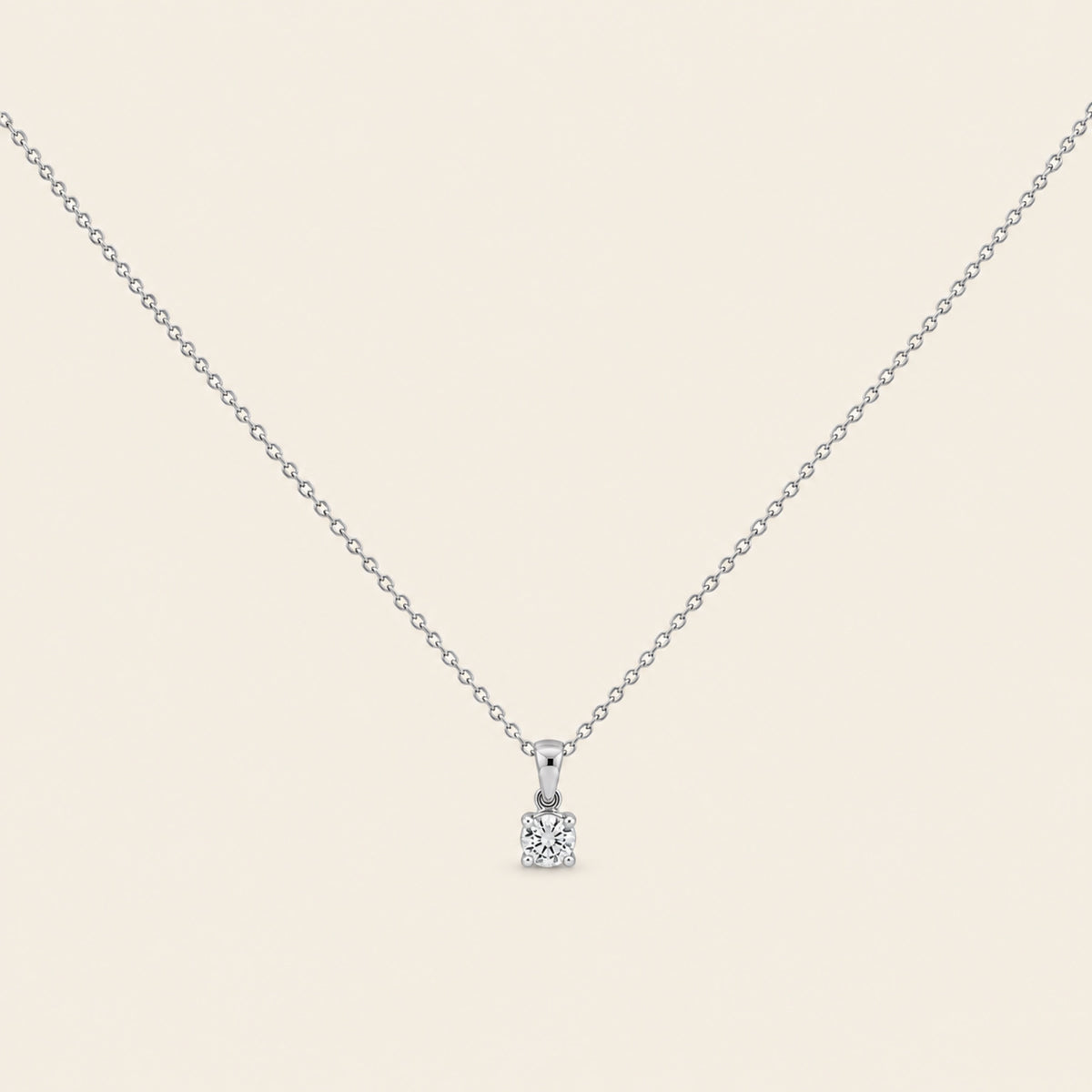 Dije de Oro Blanco 14k con Diamante Solitario