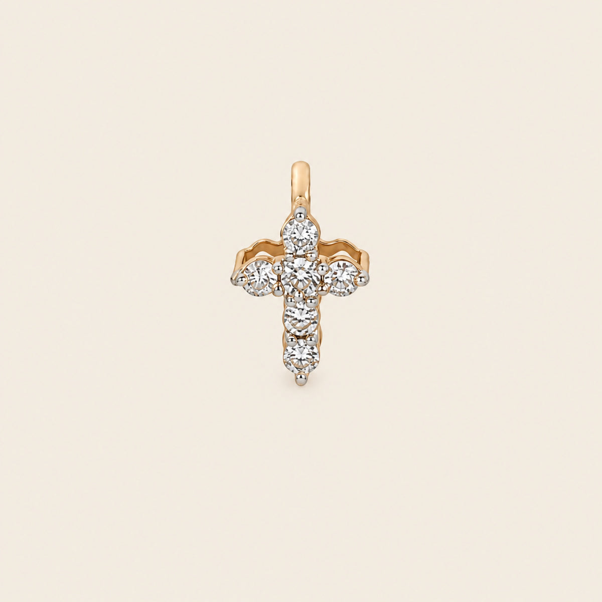 Dije de Cruz de Oro Amarillo 14k con Diamante