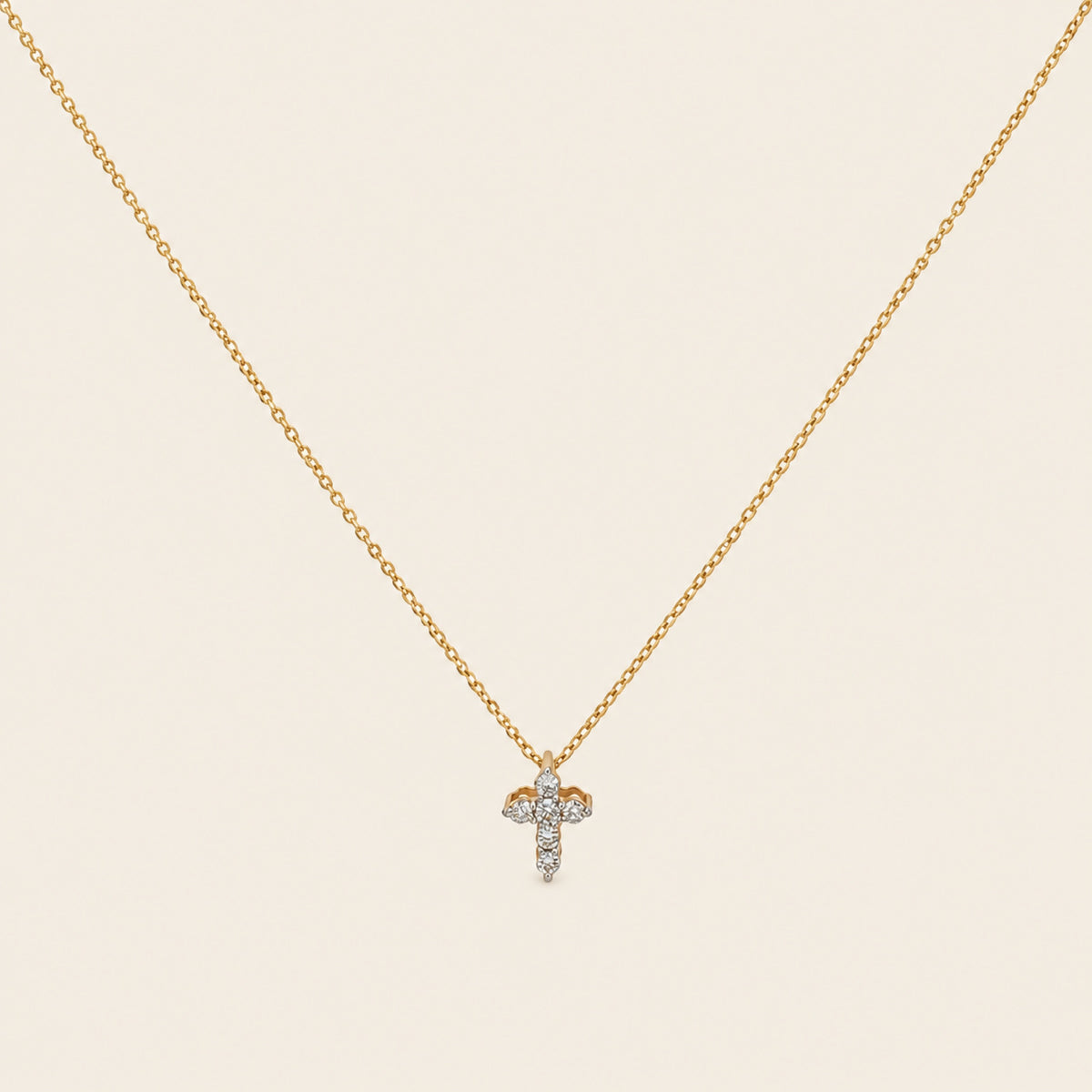 Dije de Cruz de Oro Amarillo 14k con Diamante