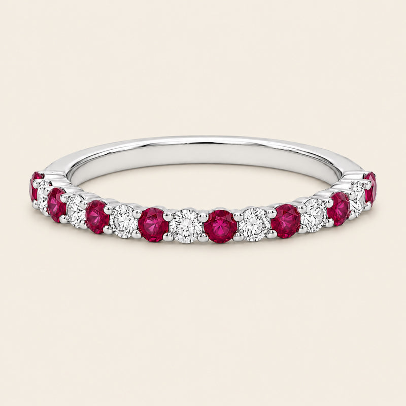 Selena – Churumbela Eternity de Oro Blanco 14k con Rubí y Diamante
