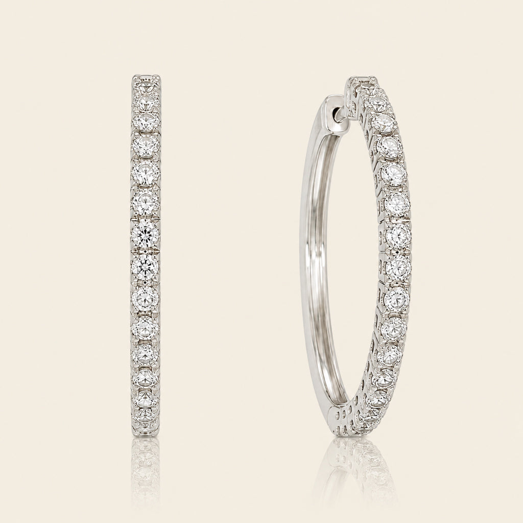 Nadia – Arracadas de Oro Blanco 14k con Diamante
