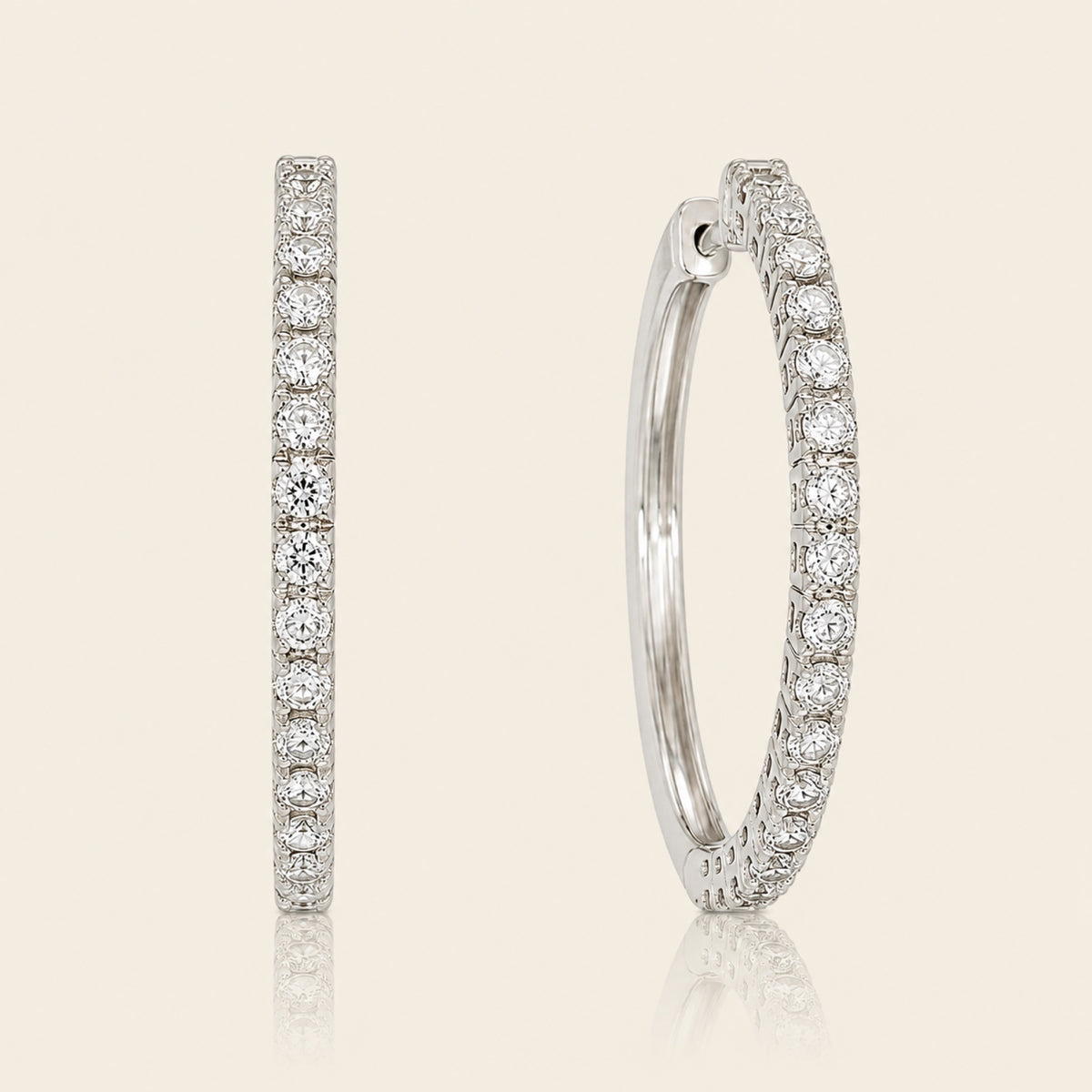 Nadia – Arracadas de Oro Blanco 14k con Diamante