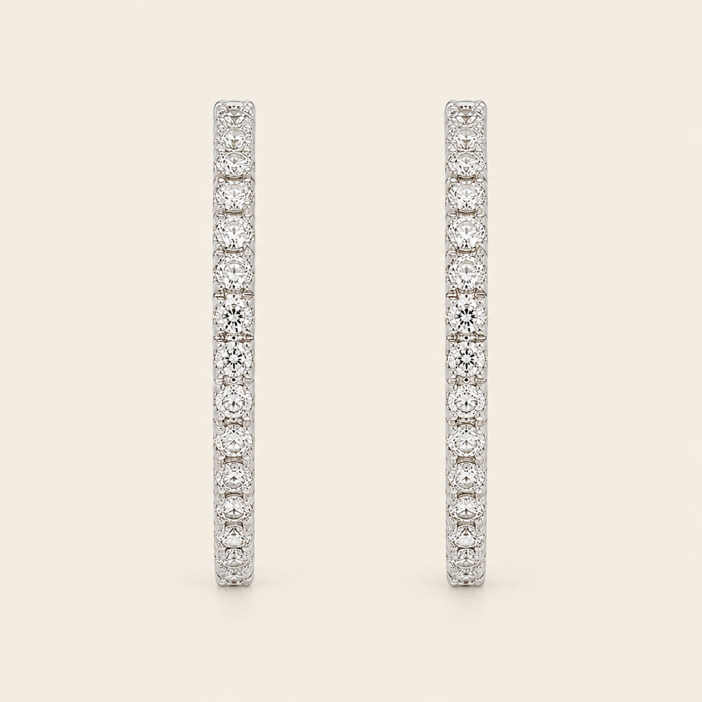 Nadia – Arracadas de Oro Blanco 14k con Diamante