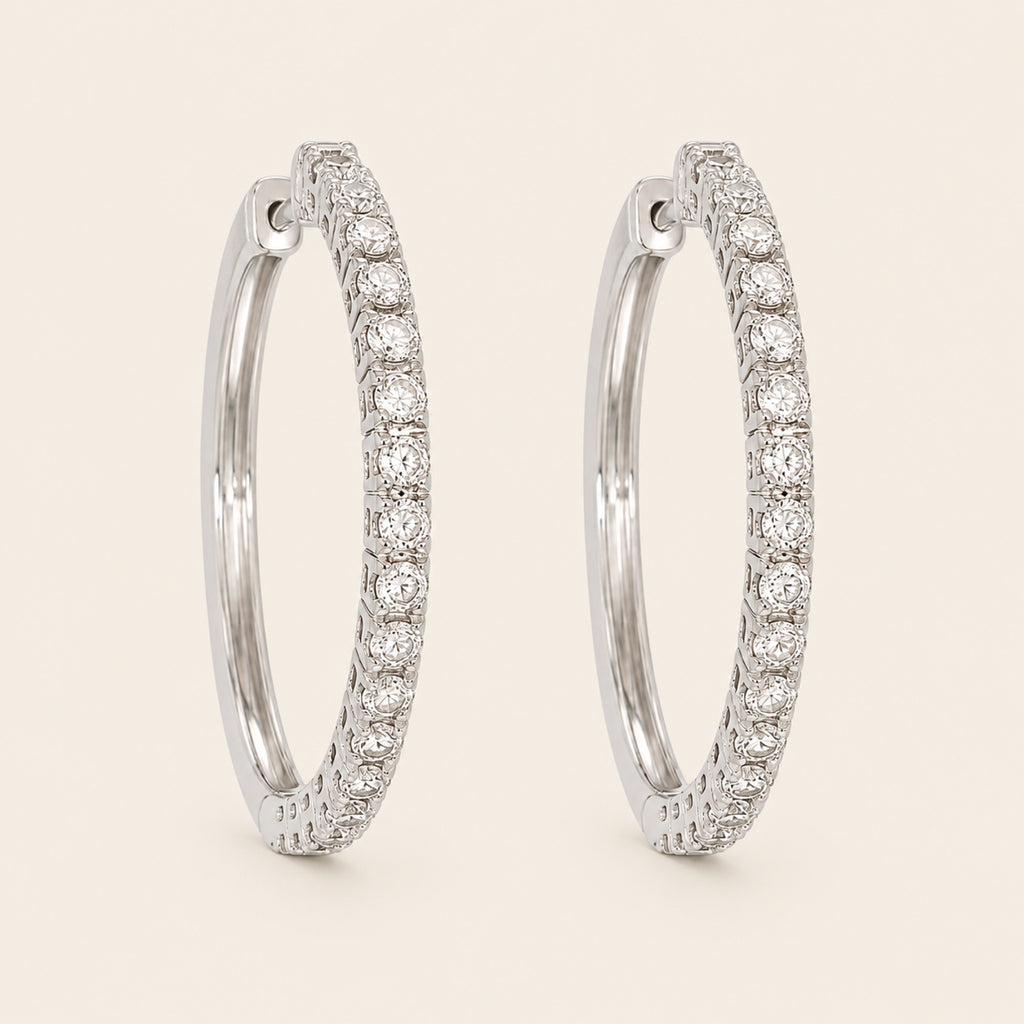 Nadia – Arracadas de Oro Blanco 14k con Diamante