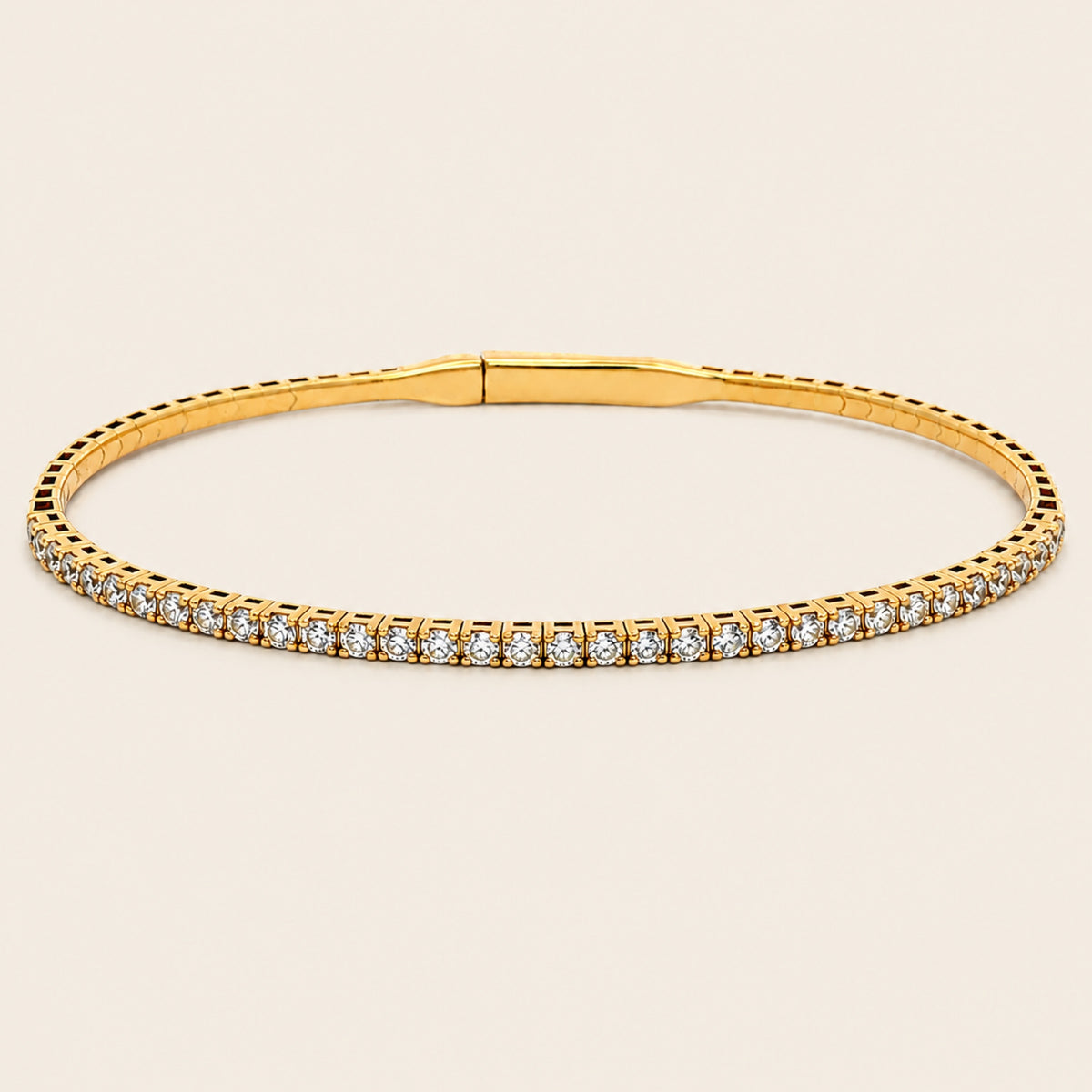Brazalete Flexible de Oro Amarillo 14k con Diamantes Naturales