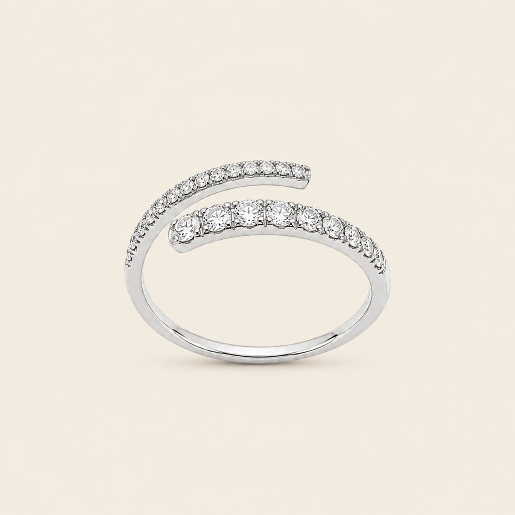 Tamara – Anillo Semi Espiral de Oro Blanco 14k con Diamante