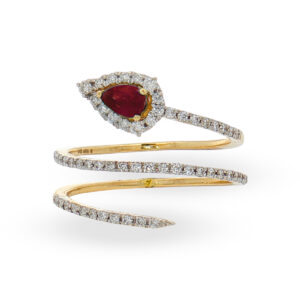 Anillo Espiral con Rubí y Diamantes