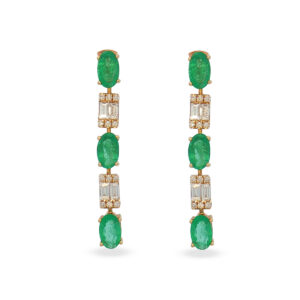 Aretes con Esmeralda y Diamantes