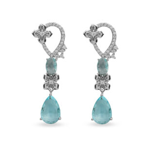 Aretes Largos con Circonias Celestes