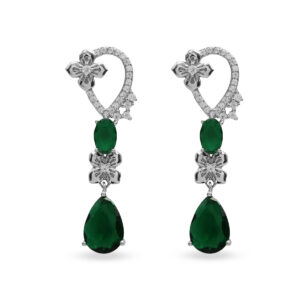 Aretes Largos con Circonias Verdes