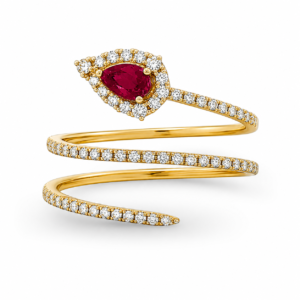 Anillo Espiral con Rubí y Diamantes