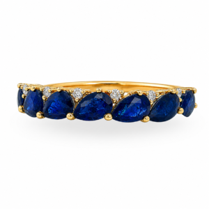 Anillo con Zafiros y Diamantes Naturales
