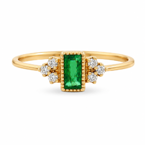 Anillo con Esmeralda y Diamantes