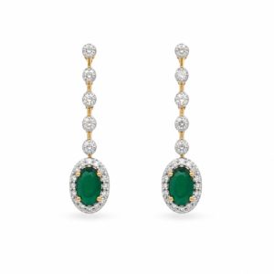 Aretes con Esmeralda y Diamantes
