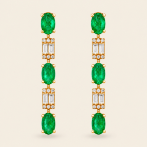 Aretes con Esmeralda y Diamantes
